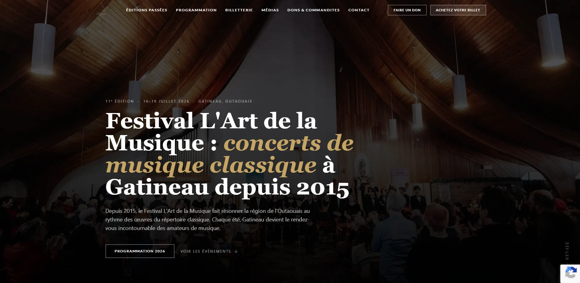 Site web livré pour un festival culturel
