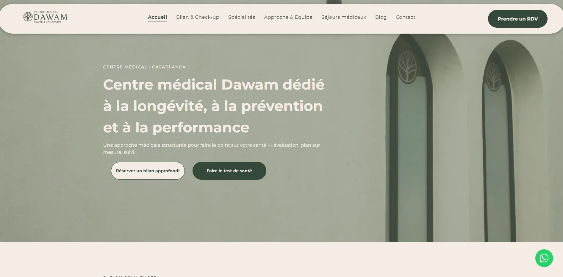 Site web livré pour un centre médical