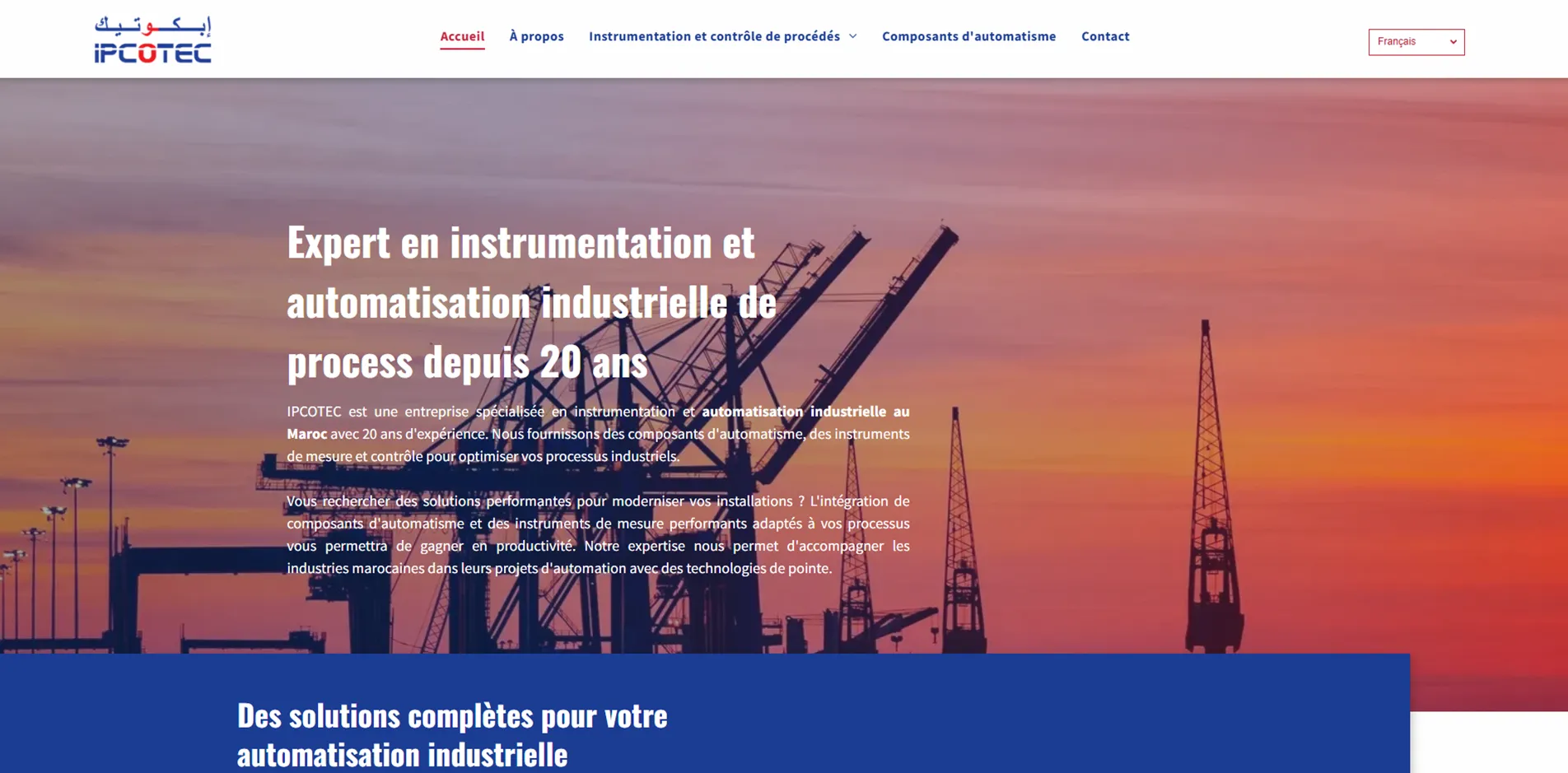 Site web livré pour une entreprise industrielle