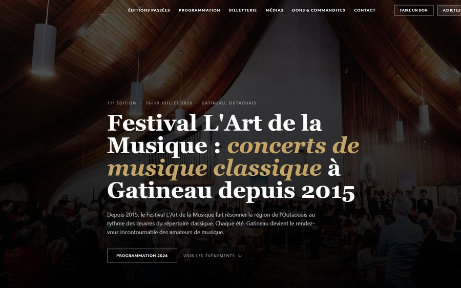 Site web livré pour un festival culturel