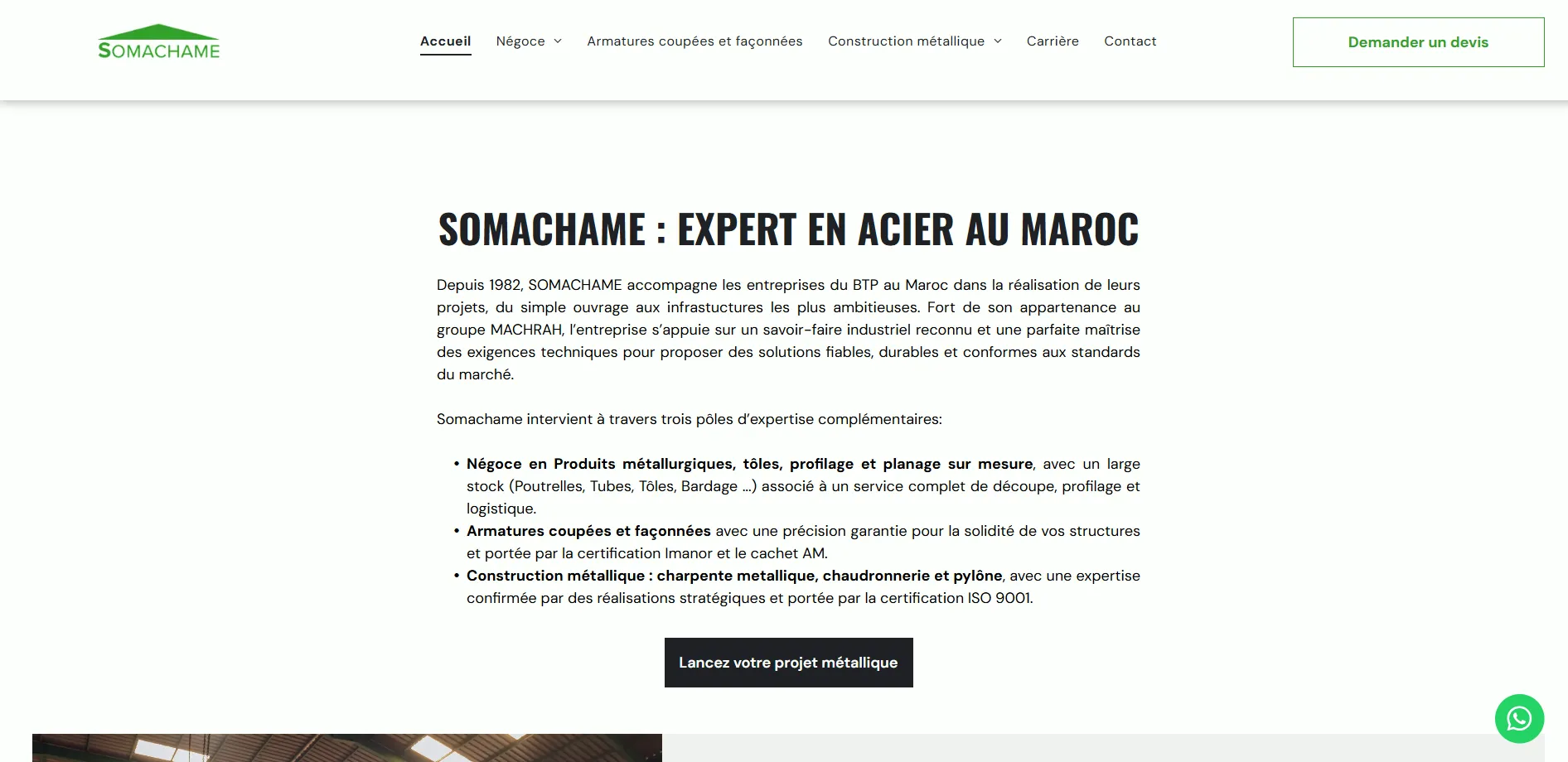 Site web livré pour une entreprise de construction métallique